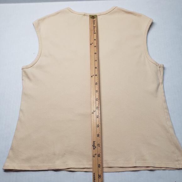 Vintage Lord and Taylor Sleeveless Top Womens Large Beige Lace Pima Cotton Y2K - Picture 6 of 12